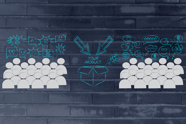 люди, выражающие противоположные мнения о продукте
