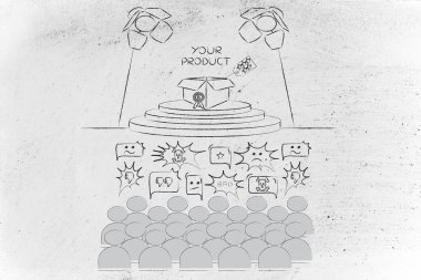 Seyirciler tarafından sevilmeyen sahne ışıkları altında ürün