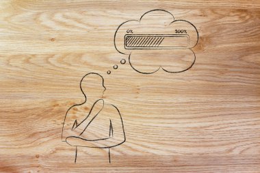 düşünce balonu ilerleme çubuğu ile olan kişi