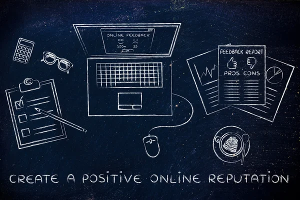 Concetto di creare una reputazione online positiva — Foto Stock