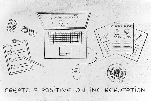 Koncepcja tworzenia pozytywną reputacją online — Zdjęcie stockowe