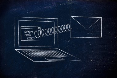 komik e-posta dışında bir bilgisayar ekranı geliyor