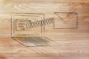 e-posta dışında bir bilgisayar ekranı geliyor açık