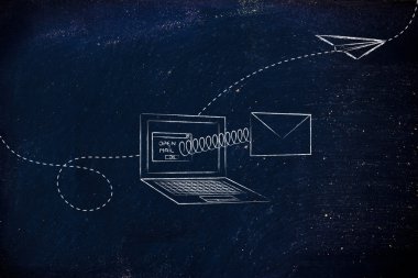 e-posta dışında bir bilgisayar ekranı geliyor açık