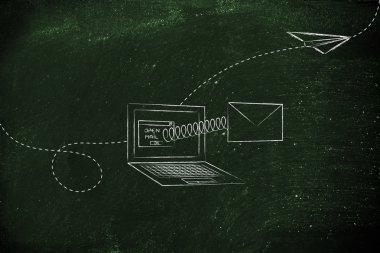 e-posta dışında bir bilgisayar ekranı geliyor açık