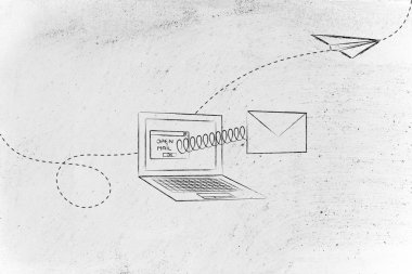 e-posta dışında bir bilgisayar ekranı geliyor açık