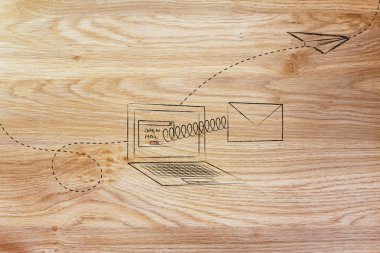 e-posta dışında bir bilgisayar ekranı geliyor açık