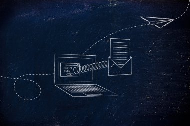 e-posta dışında bir bilgisayar ekranı geliyor açık