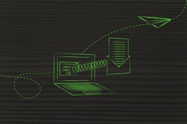 e-posta dışında bir bilgisayar ekranı geliyor açık