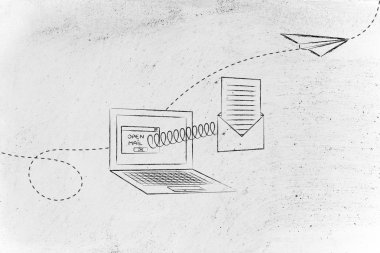 e-posta dışında bir bilgisayar ekranı geliyor açık