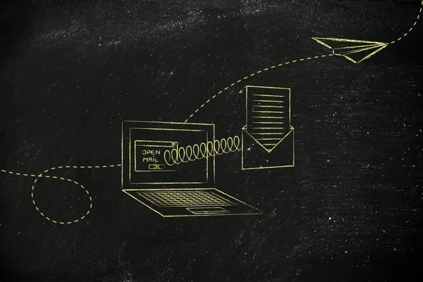 e-posta dışında bir bilgisayar ekranı geliyor açık