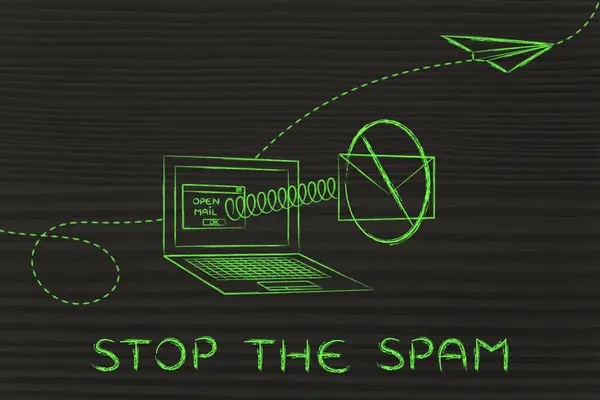 Концепция того, как остановить спам — стоковое фото