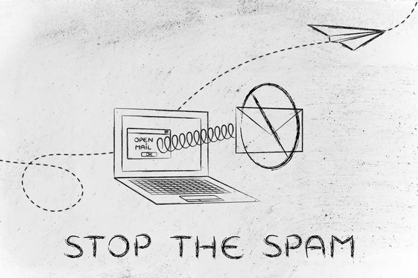 Pojęcie jak zatrzymać spam — Zdjęcie stockowe