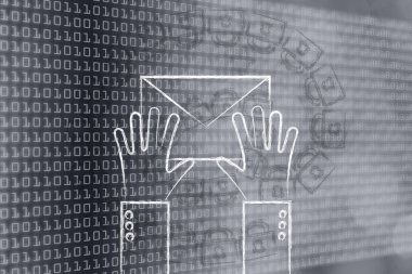 e-posta kilitleri kaplaması ile ellerde