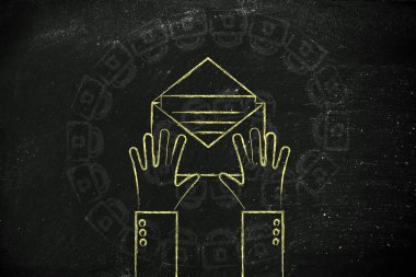 e-posta kilitleri kaplaması ile ellerde