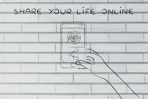 Podziel się swoim życiu online ilustracja — Zdjęcie stockowe
