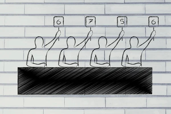 评分平均性能的竞争或比赛法官 — 图库照片