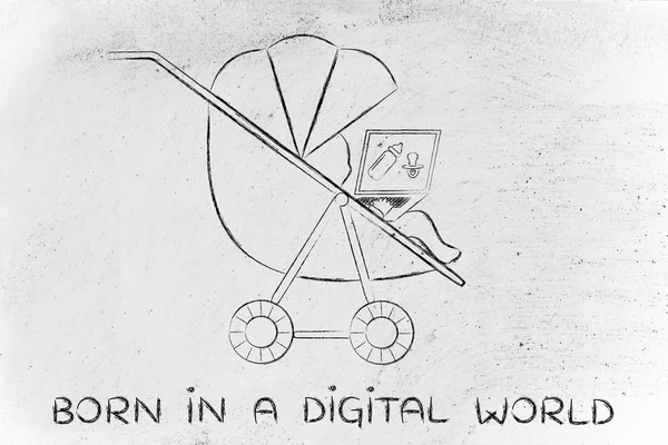 Born in a digital world illustration — Stok fotoğraf