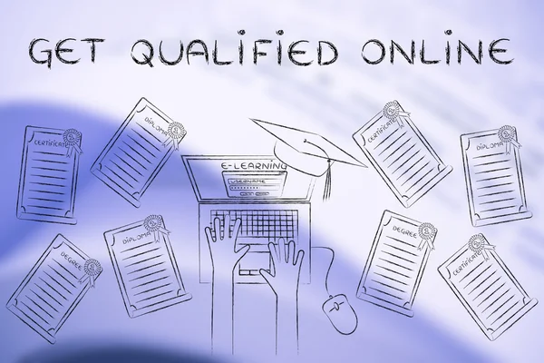 Concept of Get qualified online — Stock Photo, Image