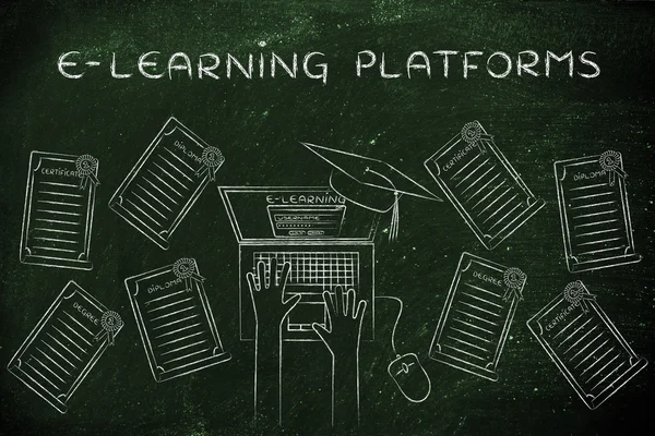 Concept of E-learning platforms — Stock Photo, Image