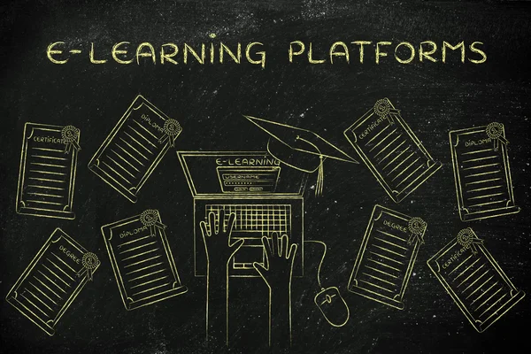 Concepto de plataformas de aprendizaje electrónico — Foto de Stock