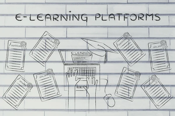 Концепція платформ електронного навчання — стокове фото
