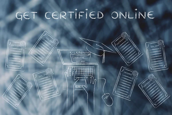 Concetto di come ottenere la certificazione online — Foto Stock