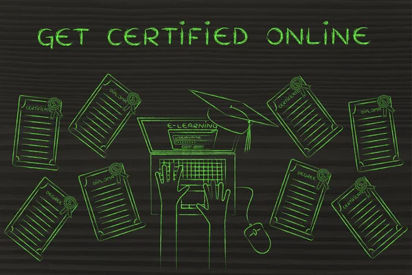 Concepto de cómo obtener la certificación en línea — Foto de Stock
