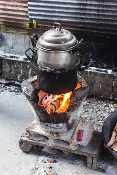 Thai rice cooker  on stove — Stock Photo, Image