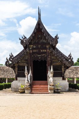 WAT ton kain, eski teak ahşap Şapeli, chiangmai, Tayland
