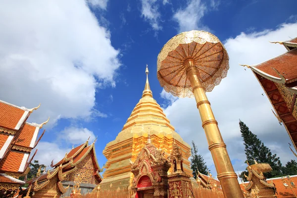 Złota Pagoda Wat Phra Doi Suthep Chiangmai Tajlandia — Zdjęcie stockowe