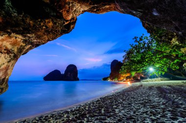 Famous Phranang cave at Raylay Railay Beach, Krabi : Thailand  clipart