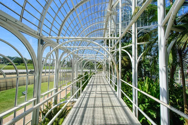 Conservatório vitrificado no jardim botânico — Fotografia de Stock