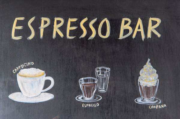 Chalkboard menu for coffee menu