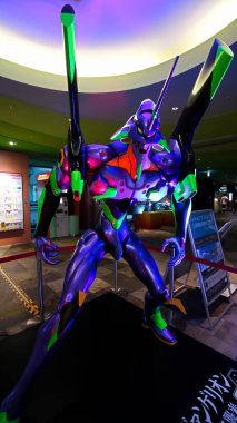 Hakata, Fukuoka/JAPAN - Sep 10 2019 : Evangelion EVA-01 The First Machine (Completed) statue from Neon Genesis Evangelion in Canal City Hakata,Fukuoka. clipart