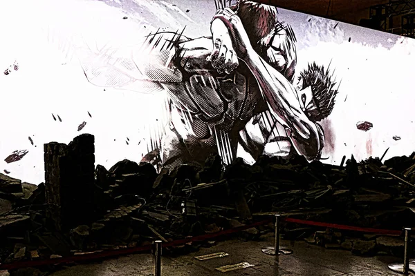 Osaka Japón Noviembre 2019 Numerosas Exhibiciones Attack Titan Shingeki Kyojin —  Fotos de Stock