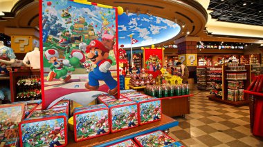 OSAKA, JAPONYA - 10 Nisan 2021: Nintendo World. Nintener Nintendo World 'deki 
