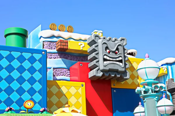 Осака Япония Апреля 2021 Года Декорации Входа Замок Купа Nintendo — стоковое фото