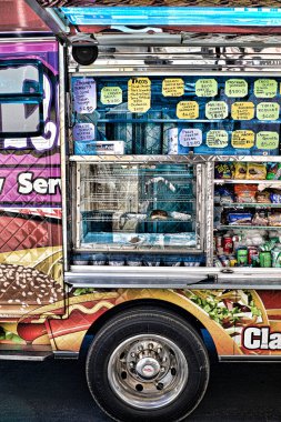 Las Vegas şehir merkezi, NV / USA 10 Ekim 2017, Las Vegas yemek kamyonu. Bölge yargı merkezine yakın bir yerde aç