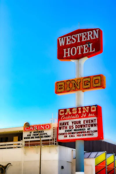 Las Vegas Usa Sep 2018 Historisch Bord Downtown Motel Fremont — Stockfoto