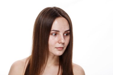 No Makyaj Doğal Temiz Yüz Genç Esmer Kız No m olmadan