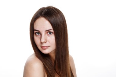 No Makyaj Doğal Temiz Yüz Genç Esmer Kız No m olmadan