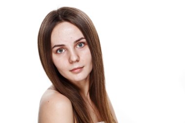 No Makyaj Doğal Temiz Yüz Genç Esmer Kız No m olmadan