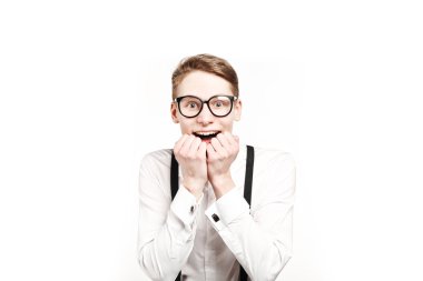 genç adam gözlük sürprizler ve şok