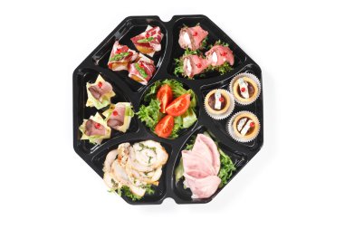 Açık büfe kutusu kanepe ile catering Üstten Görünüm