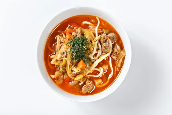 Shorba soup national asian food in traditional bowl. uzbek georg — Stock Image Shorba soup national asian food in traditional bowl. uzbek georg Stock Picture