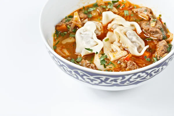 Shorba chuchvara soup national asian food in traditional bowls w — Stock Image Shorba chuchvara soup national asian food in traditional bowls w Stock Photo