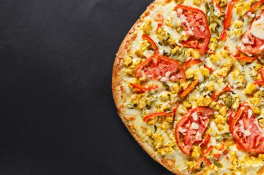 hot tasty delicious rustic homemade american pizza with tomato c