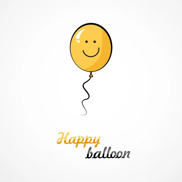 Yellow balloon with smile on white background — Stock Vector