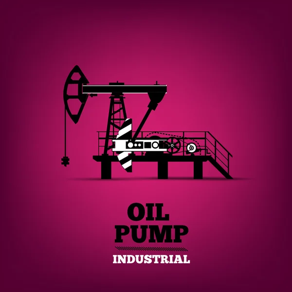 Silhouette der Ölpumpe isoliert auf rosa Hintergrund, Vektorillustration — Stockvektor